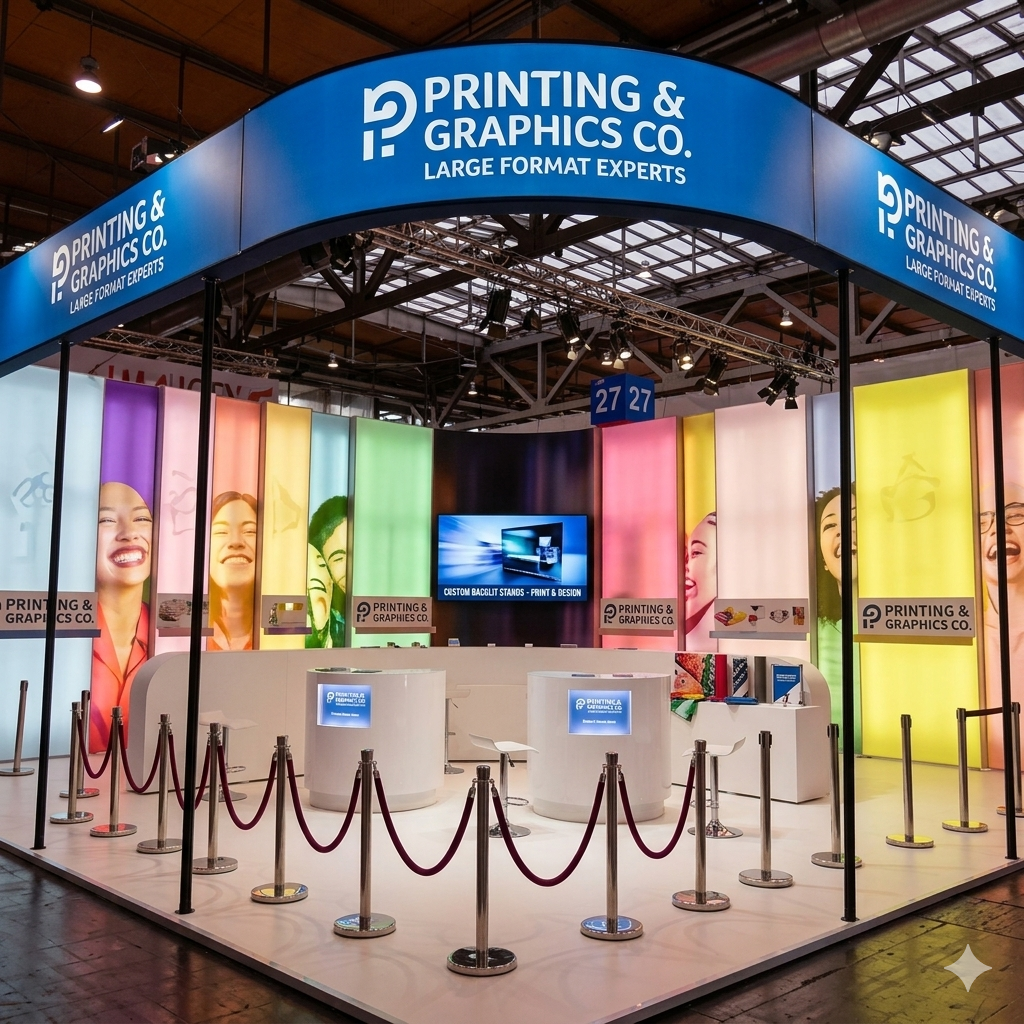 Custom Large-Scale Pavilion Exhibition Booth – Multi-Panel Backlit Display